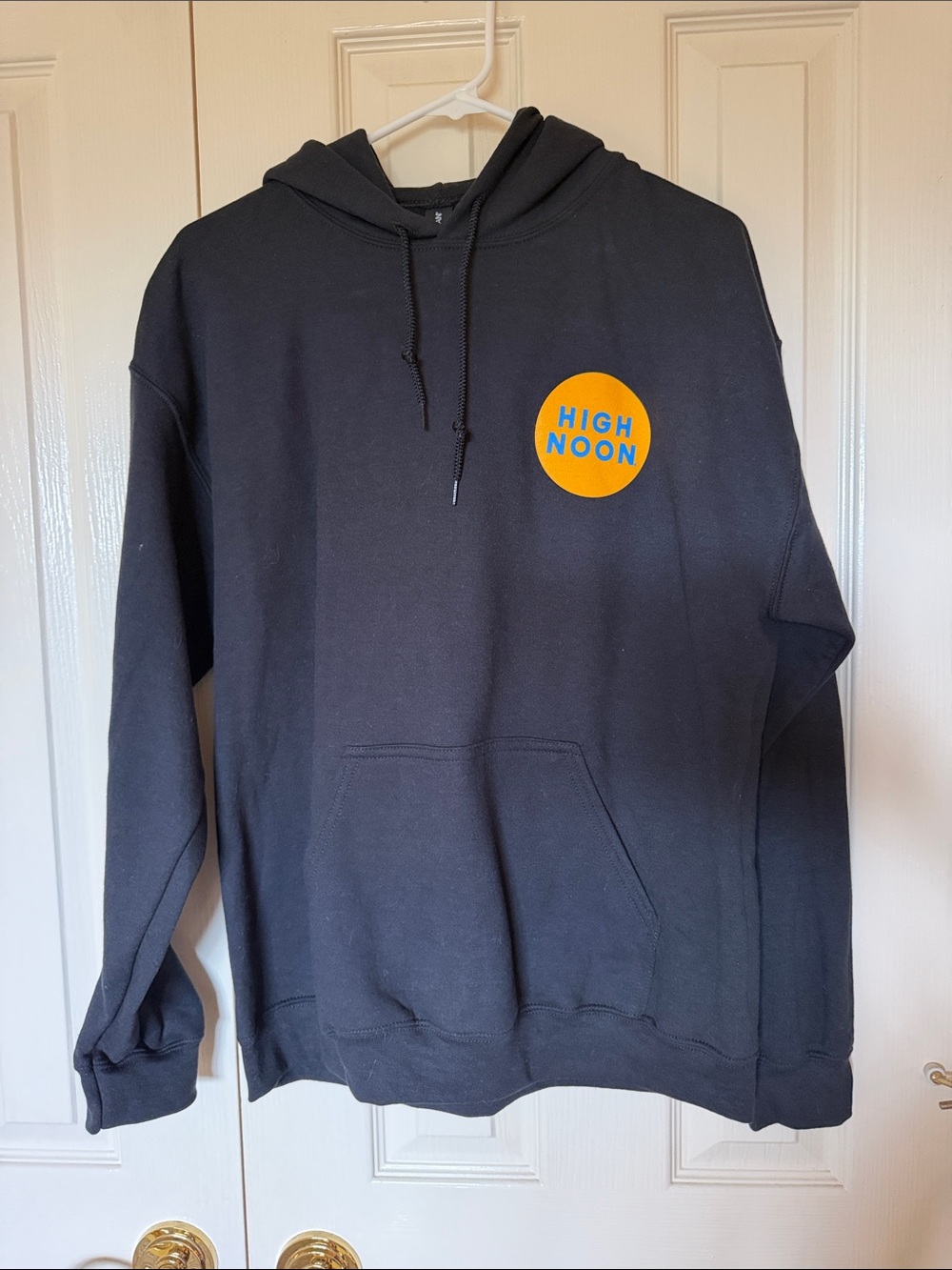 NWOT Gildan Black Crewneck Sweatshirt with Orange 'High Noon' Chest Logo